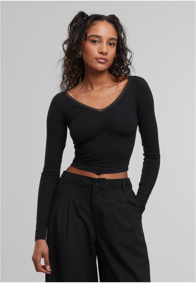 Ladies Short Lognsleeve Lace Shirt