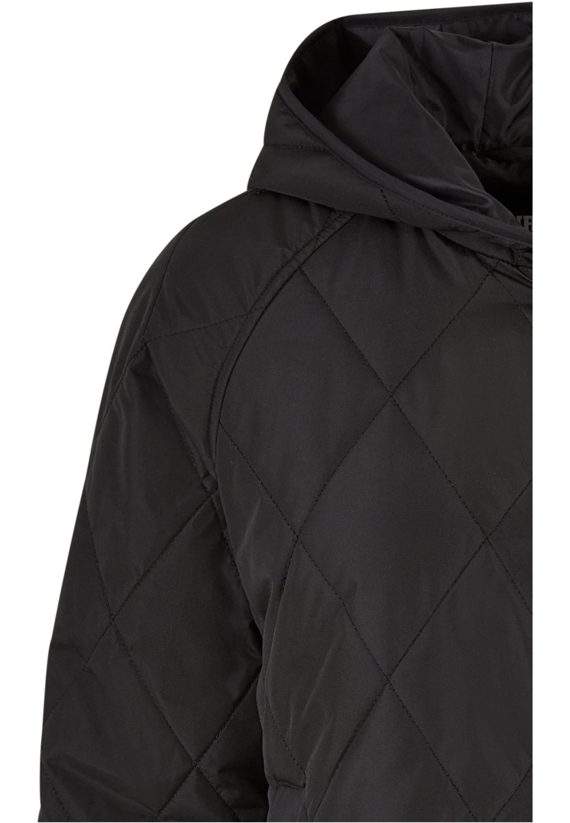 Ladies Oversized Diamond Quilted Hooded Jacket