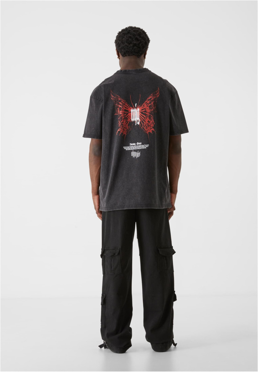 MJG Heavy Oversized Acid Washed Tee - Inferno Butterfly