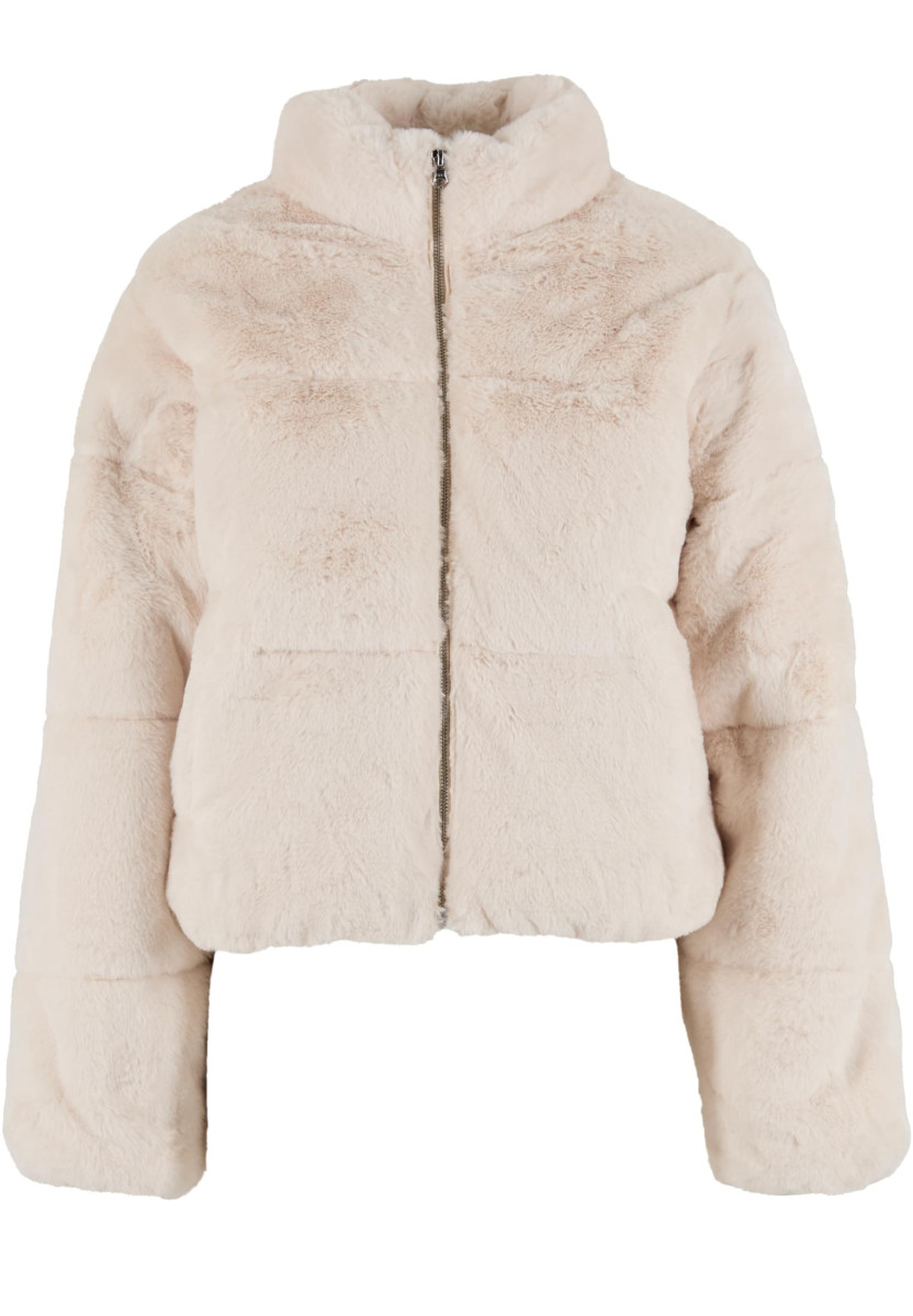 Ladies Short Faux Fur Puffer Jacket