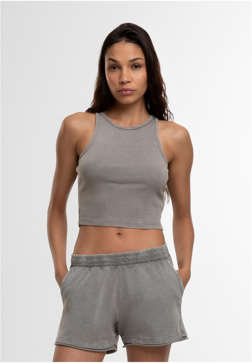 Ladies Washed Rib Jersey Cropped Top