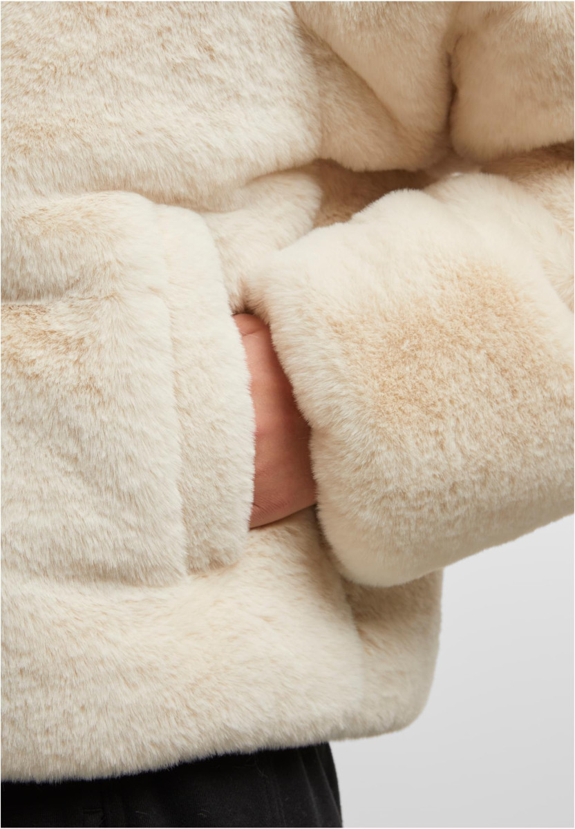 Ladies Short Faux Fur Puffer Jacket