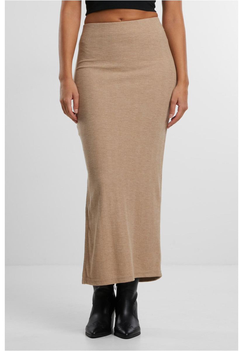 Ladies Rib High Slit Skirt