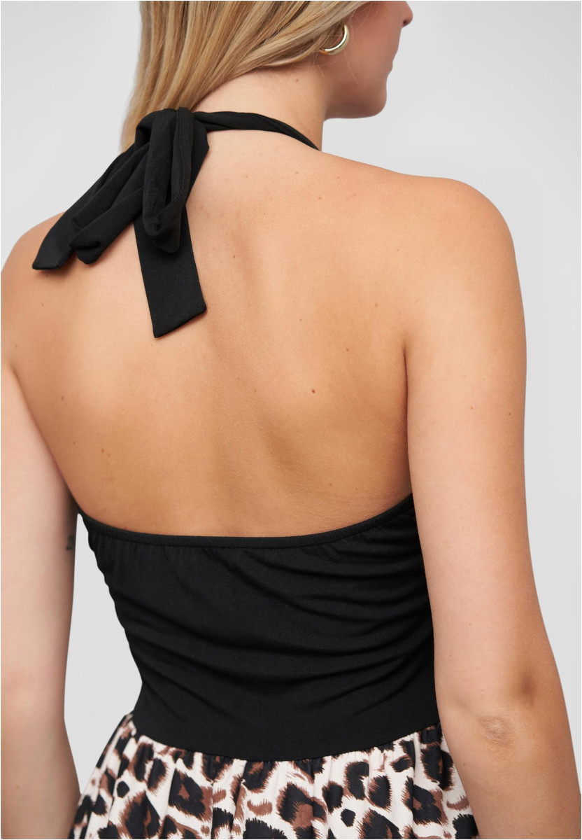 Maxi Neckholder-Dress with leo print