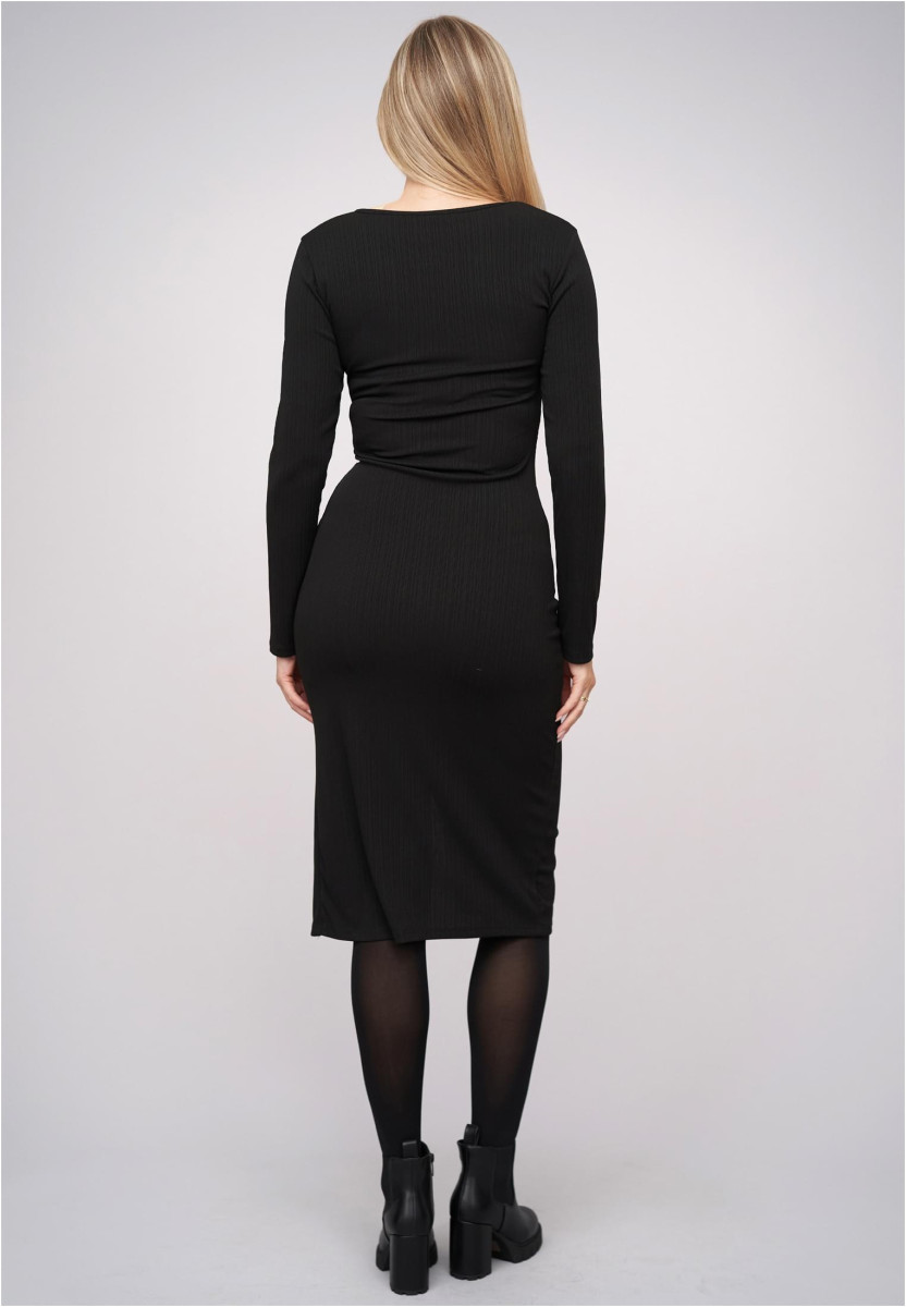 Longsleeve Dress with knot detail and side slit