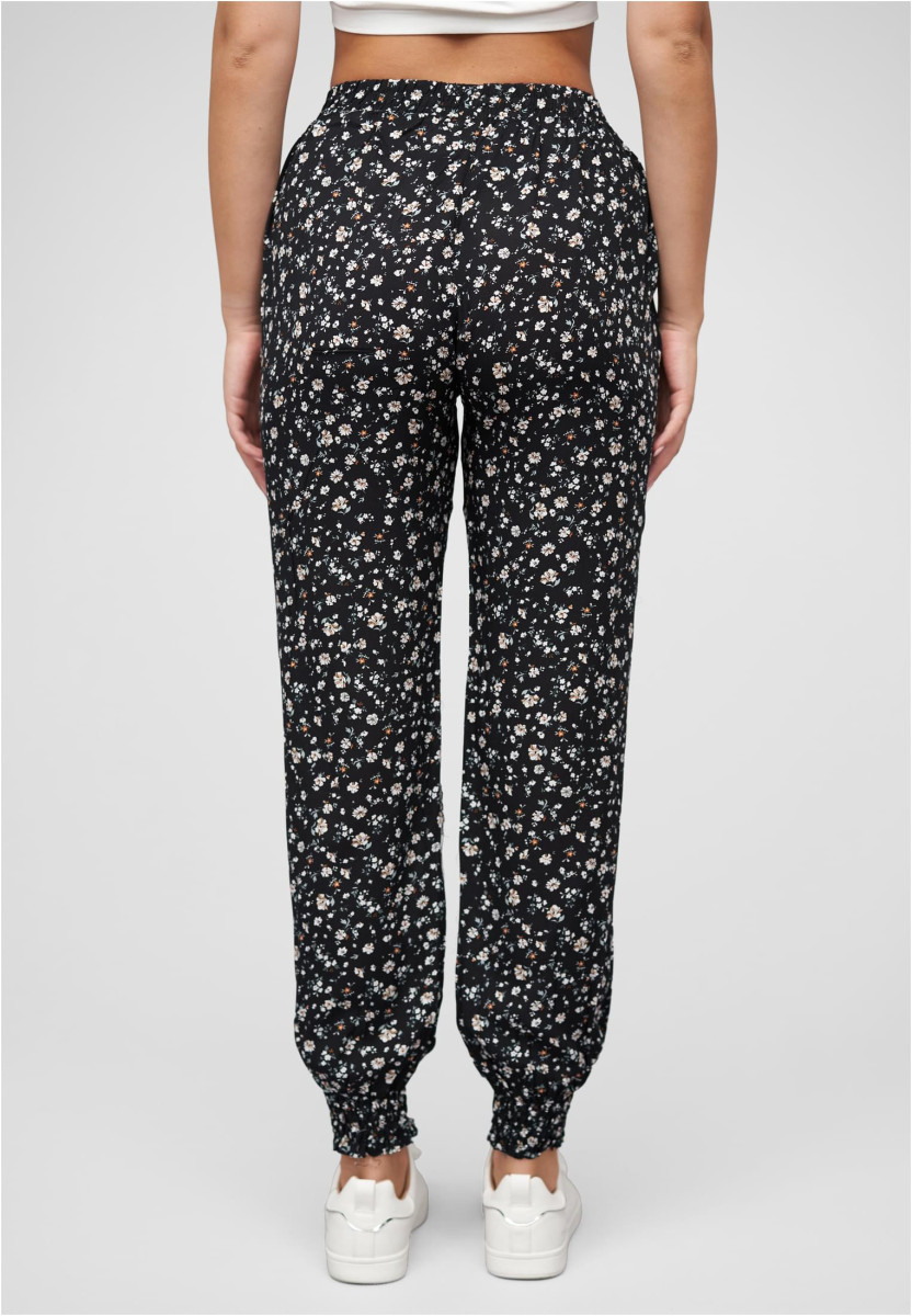 Viskose Hose mit B?ndchen 2-Pockets & Blumen Print