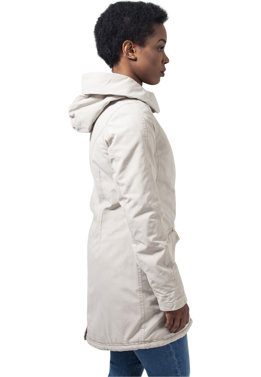 Ladies Garment Washed Long Parka