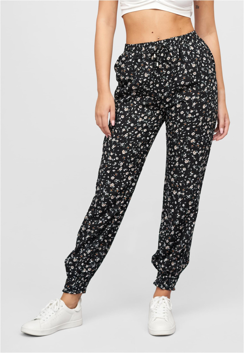 Viskose Hose mit B?ndchen 2-Pockets & Blumen Print