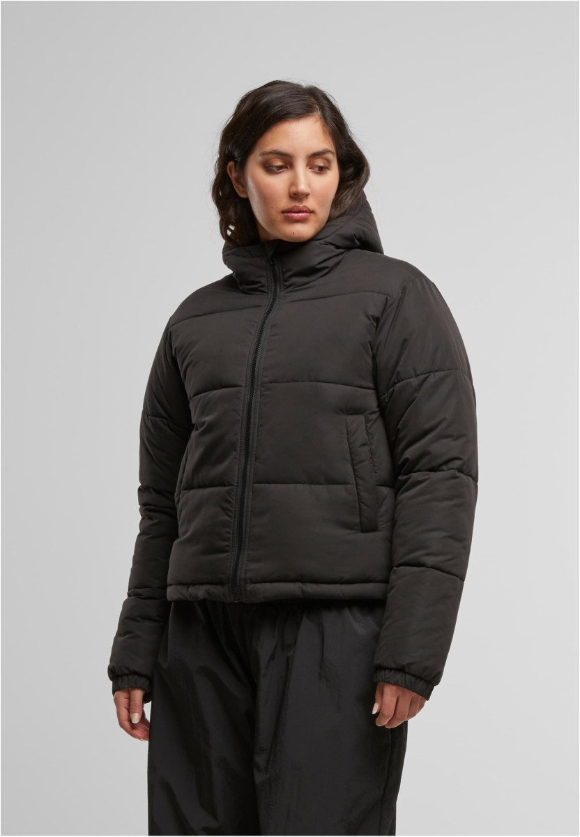 Ladies Peached Puffer Jacket With Hood