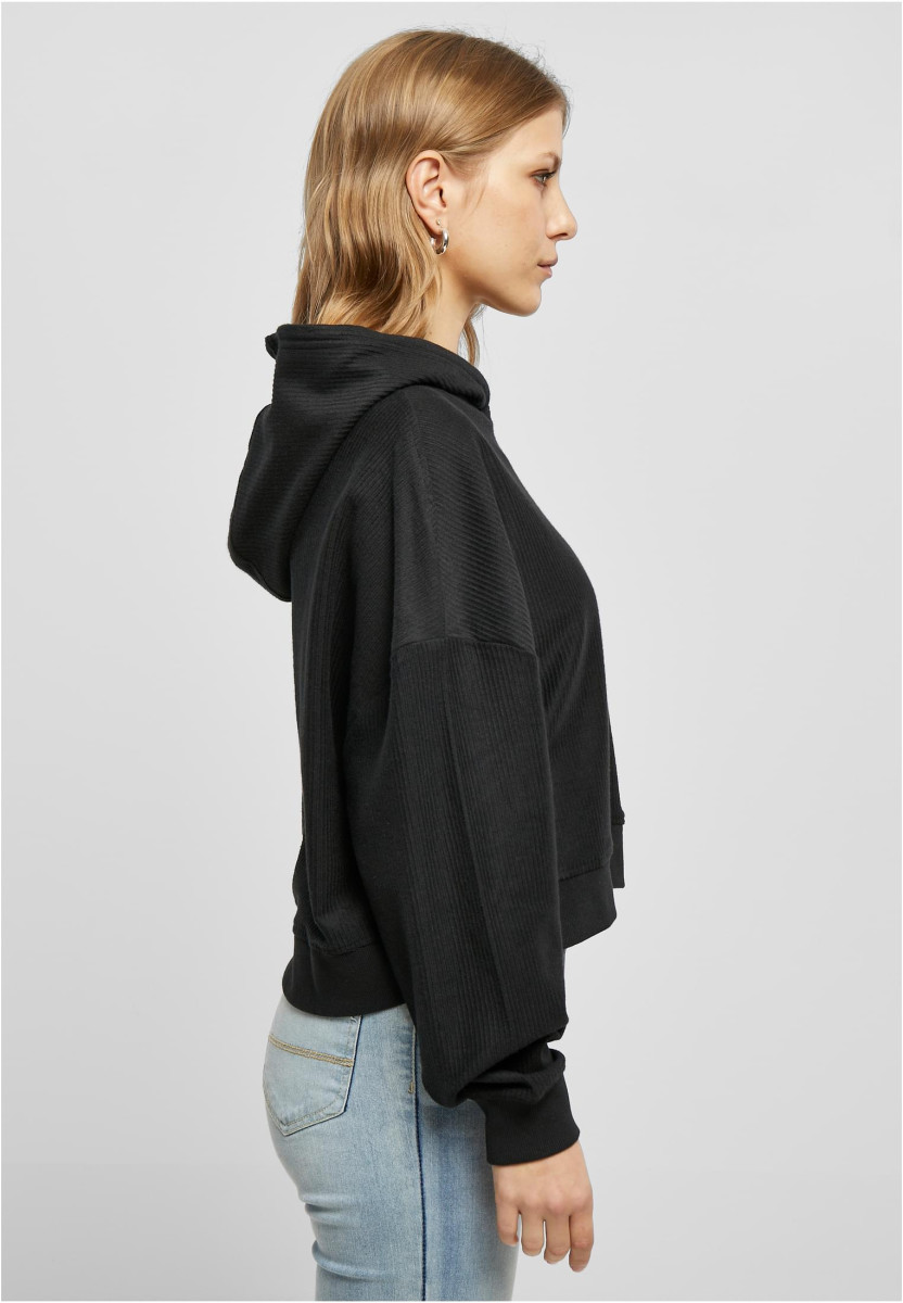 Ladies Oversized Short Rib Hoody