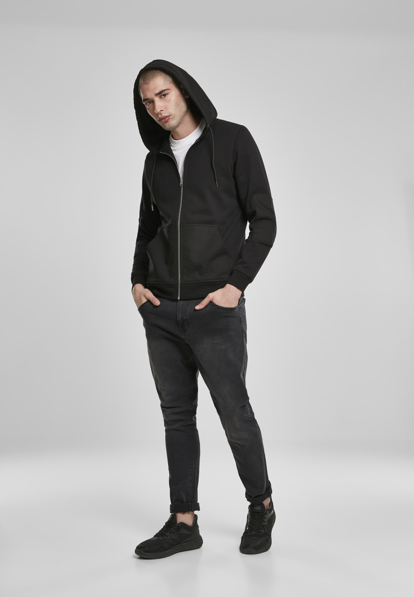 Fabric Mix Zip Hoody