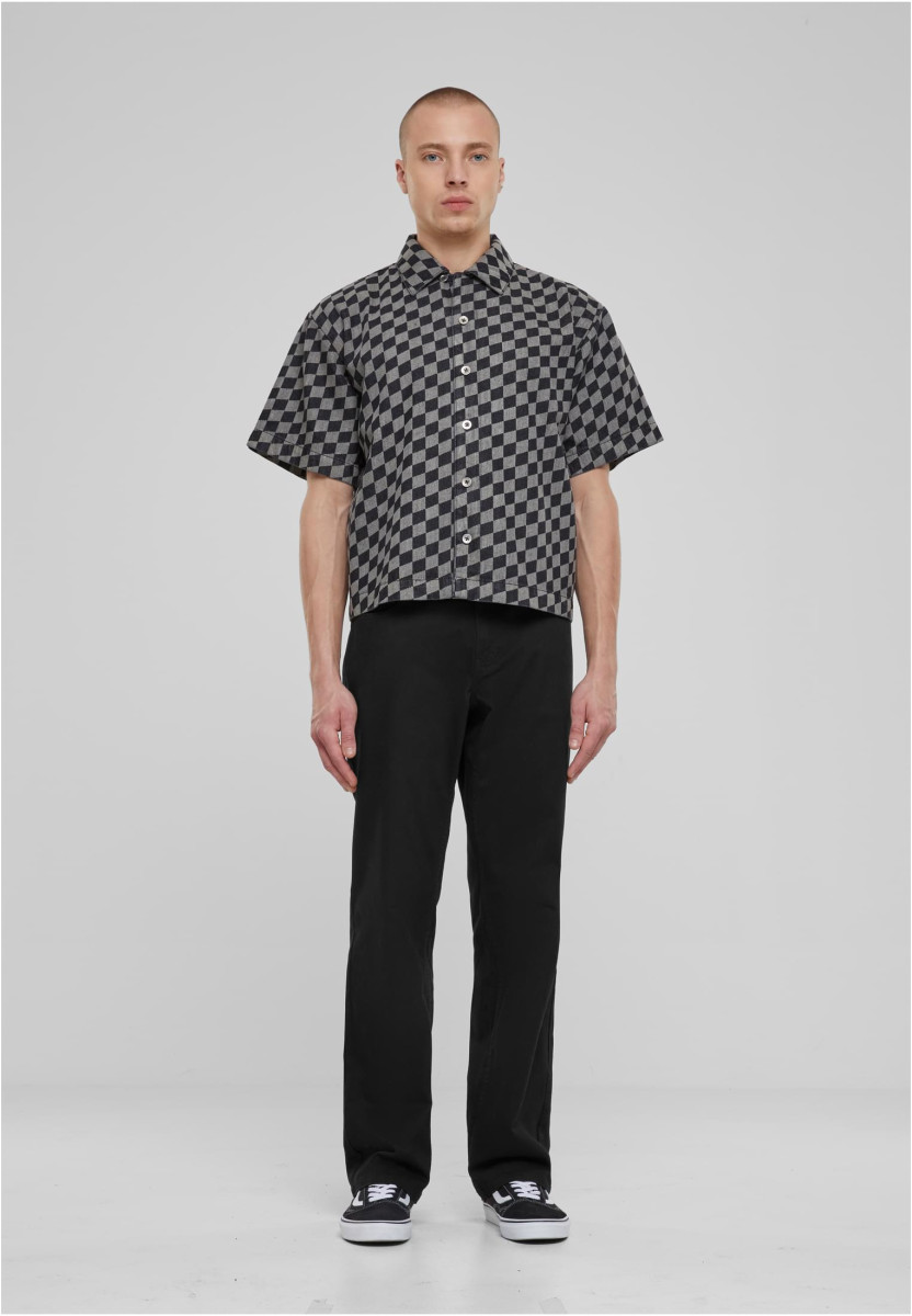 Laser Check Printed Boxy Shirt