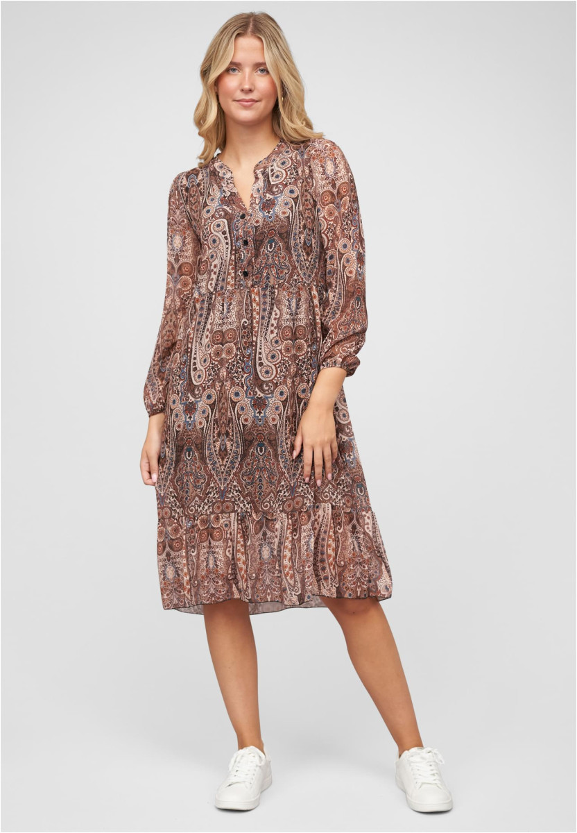 V-Neck Kleid mit Knopfleiste Paisley Print 2-lagig