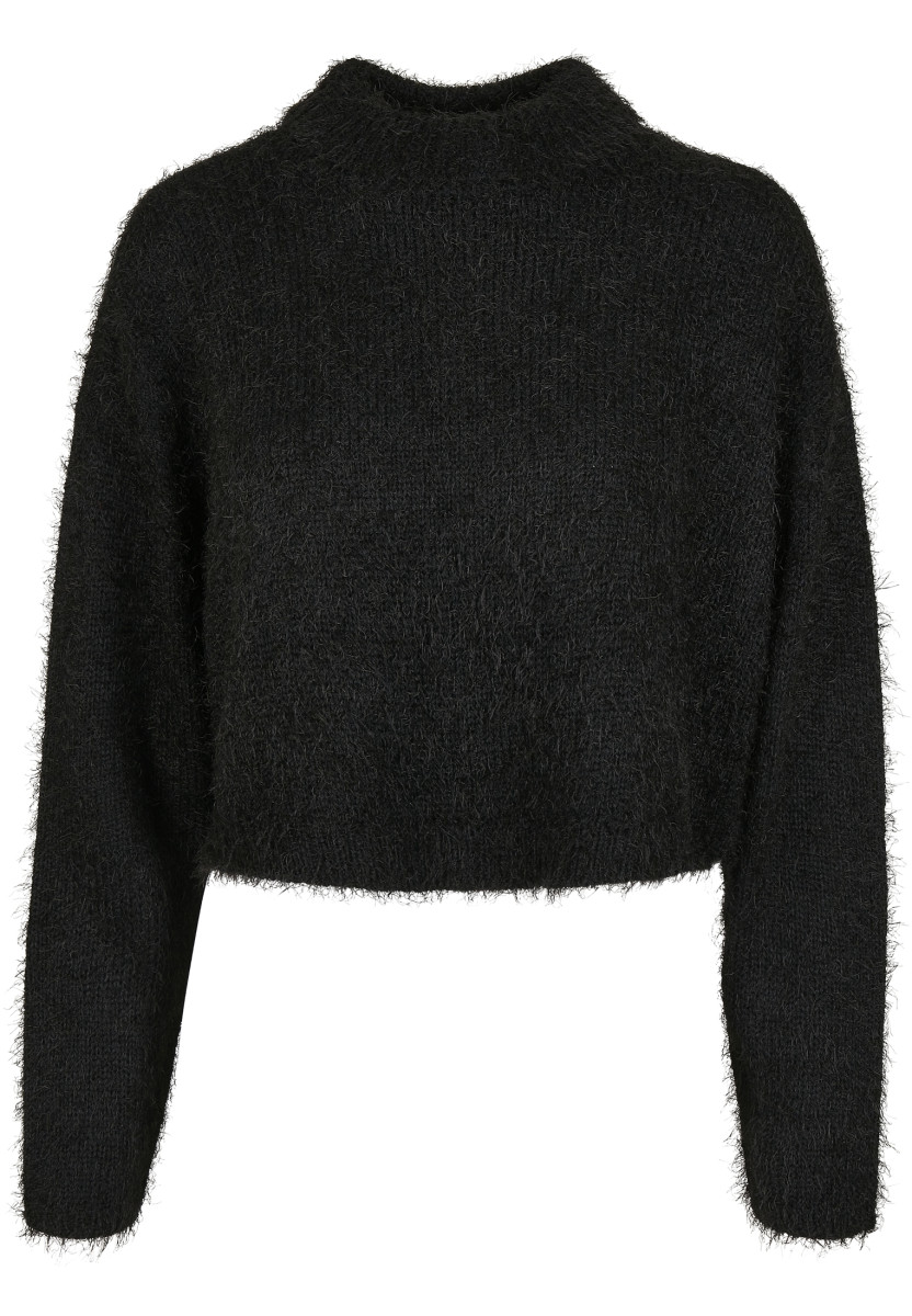 Ladies Oversized Turtleneck Feather Sweater