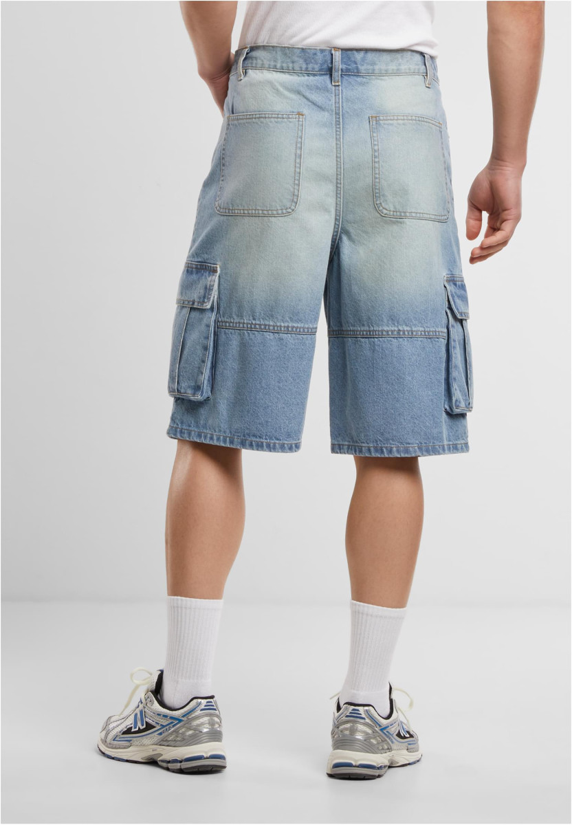 Relaxed Denim Cargo Shorts