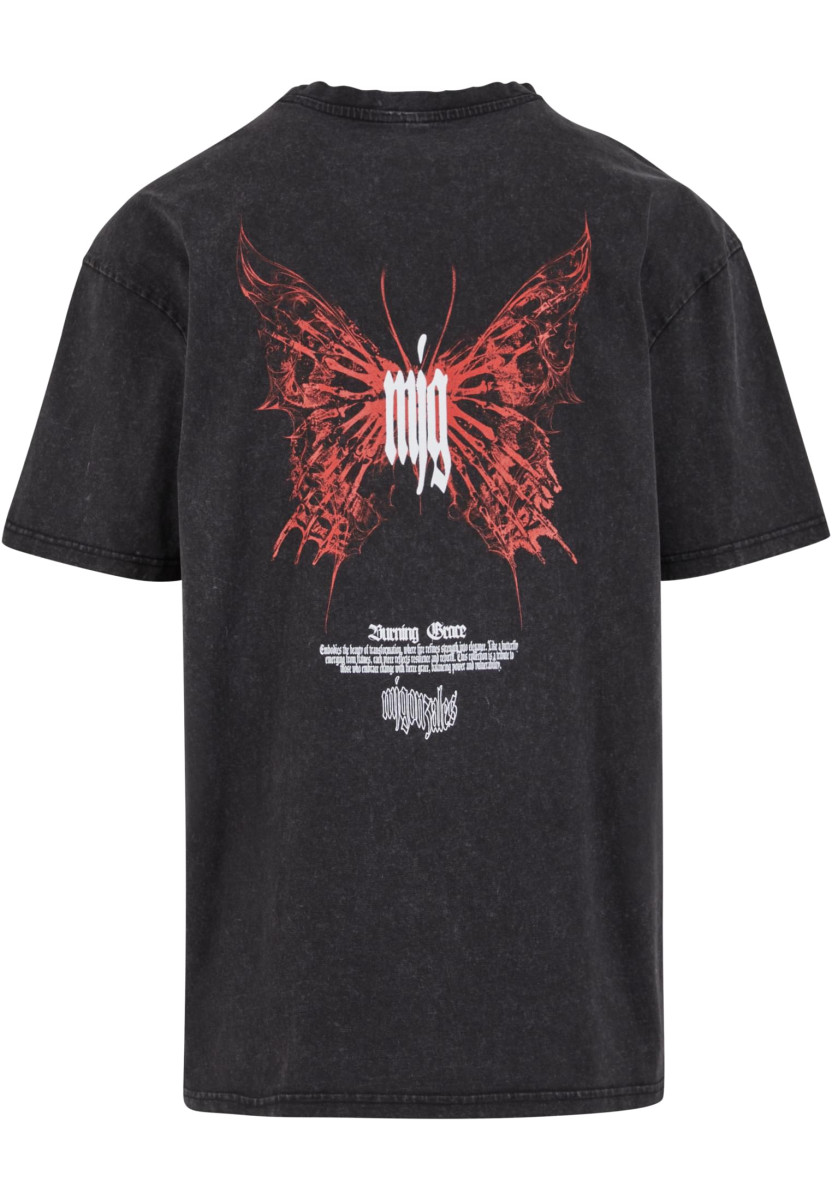 MJG Heavy Oversized Acid Washed Tee - Inferno Butterfly