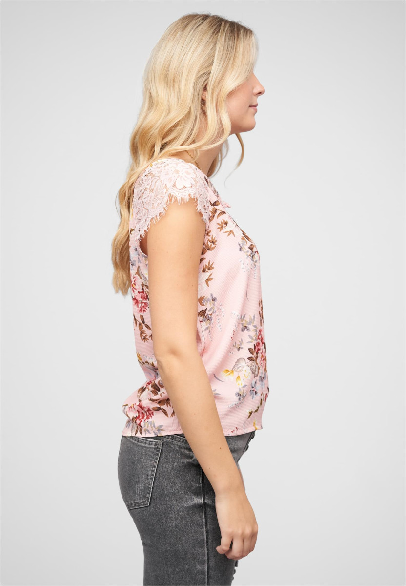 Spitzen Top mit V-Neck und Blumen Print