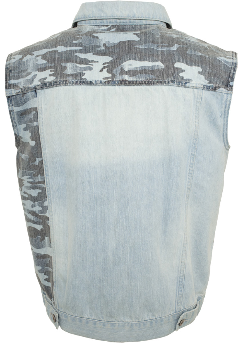 Hooded Camo Denim Vest