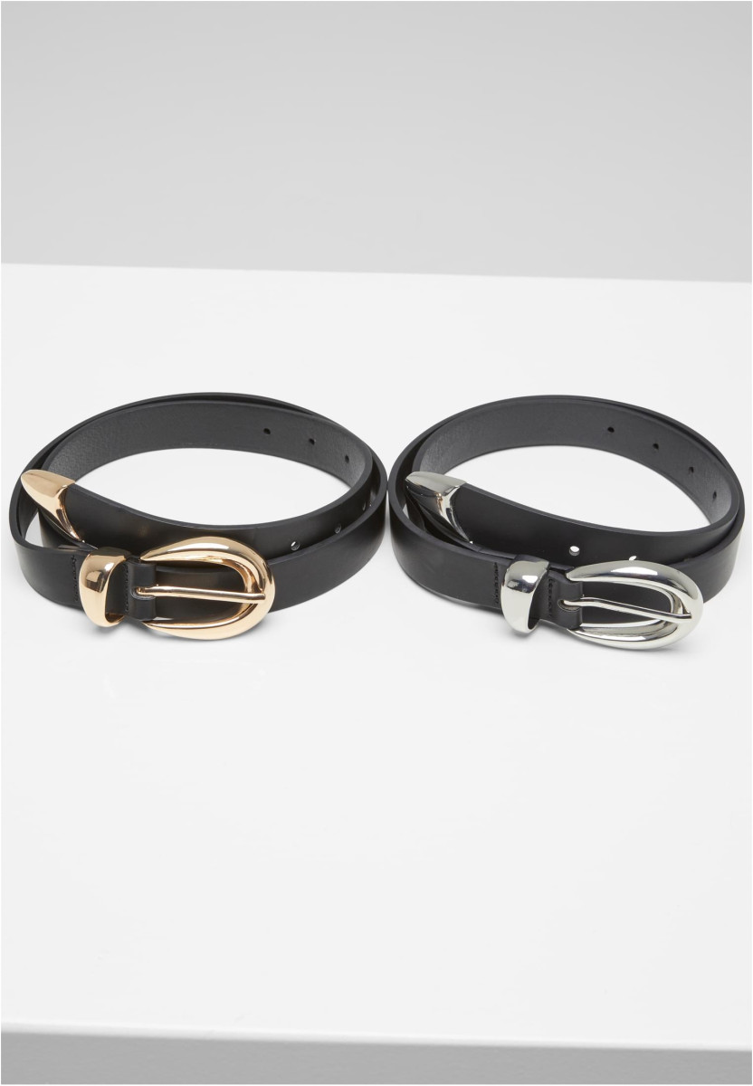 Chunky Buckle Loop Synthetic Leather Belt 2-Pack