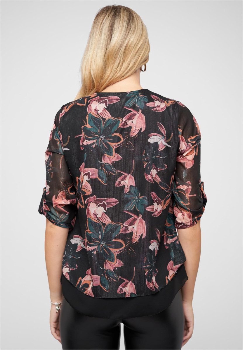 Chiffon Top mit Zipper und Flower Print