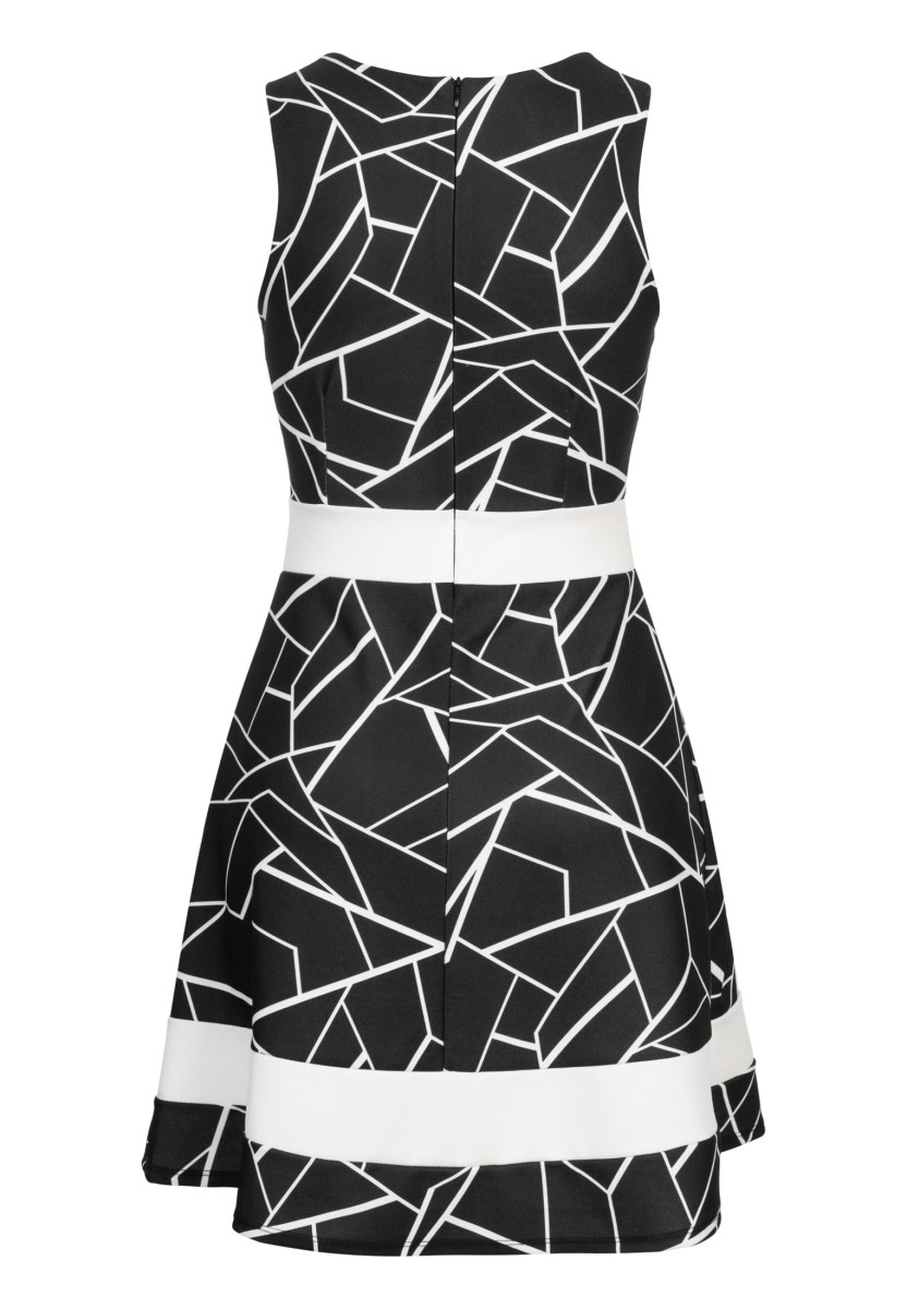 Dress with Abstract Print and Zipper on the back