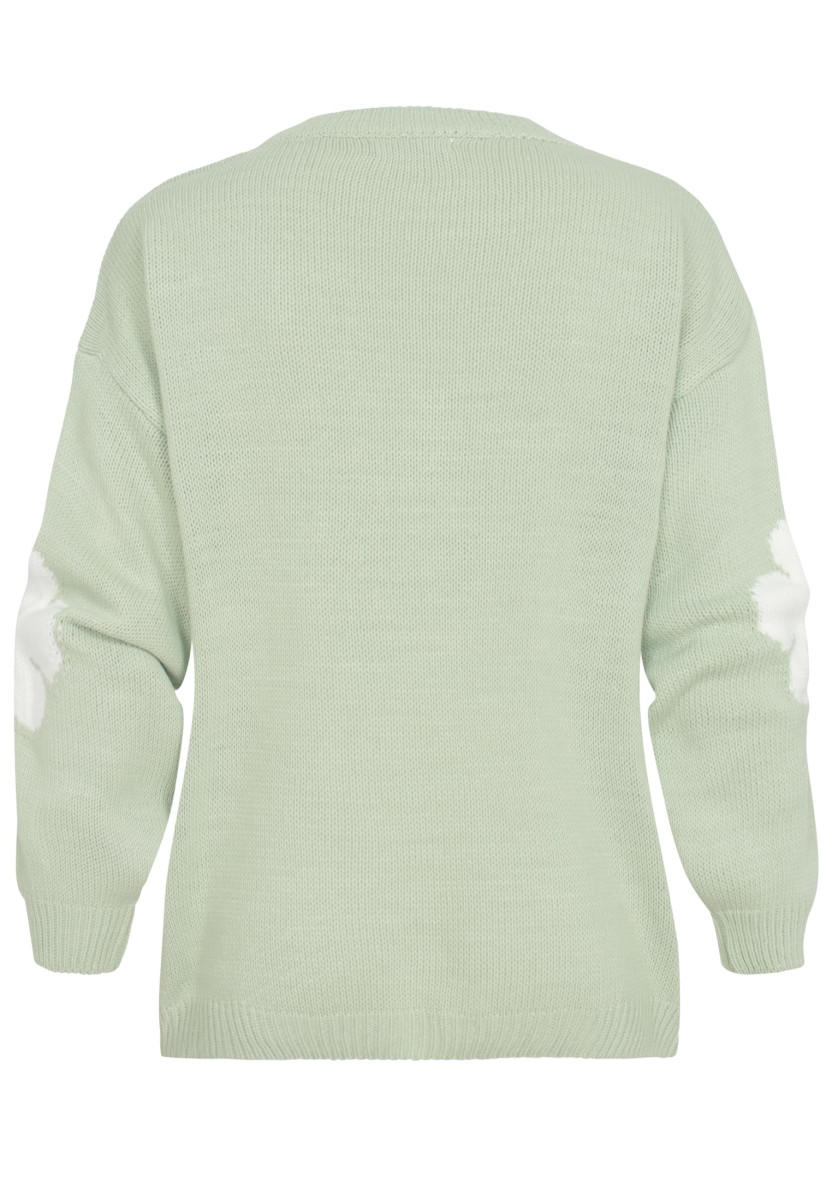 Cloud 5ive Crewneck Knit Sweater with Flowers