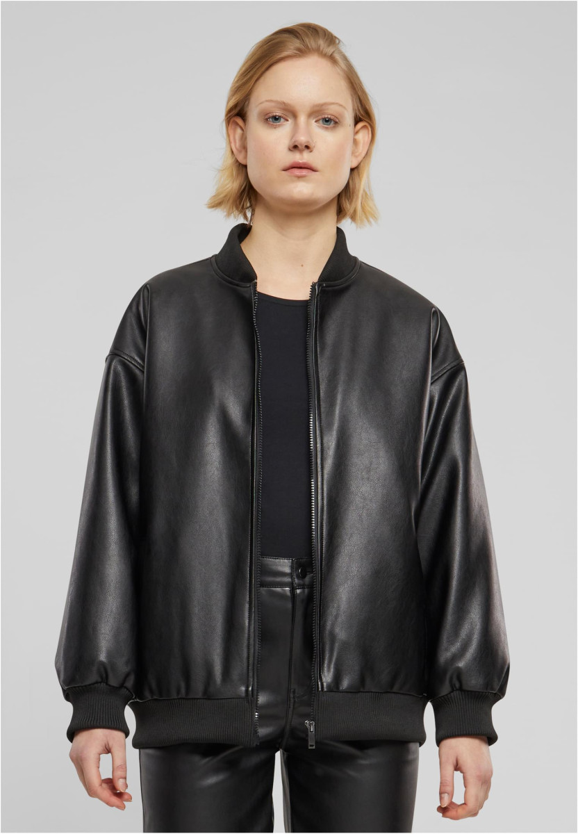 Ladies Synthetic Leather Bomber Jacket