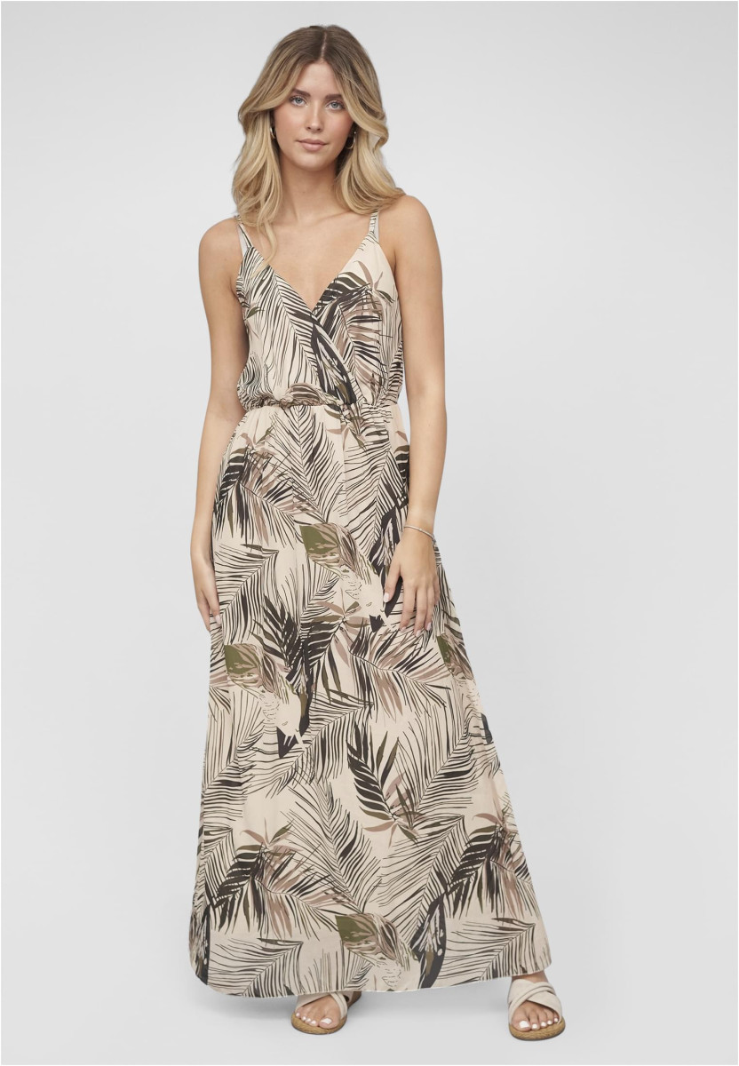 2-Layered Maxi-Dress Tropical Print