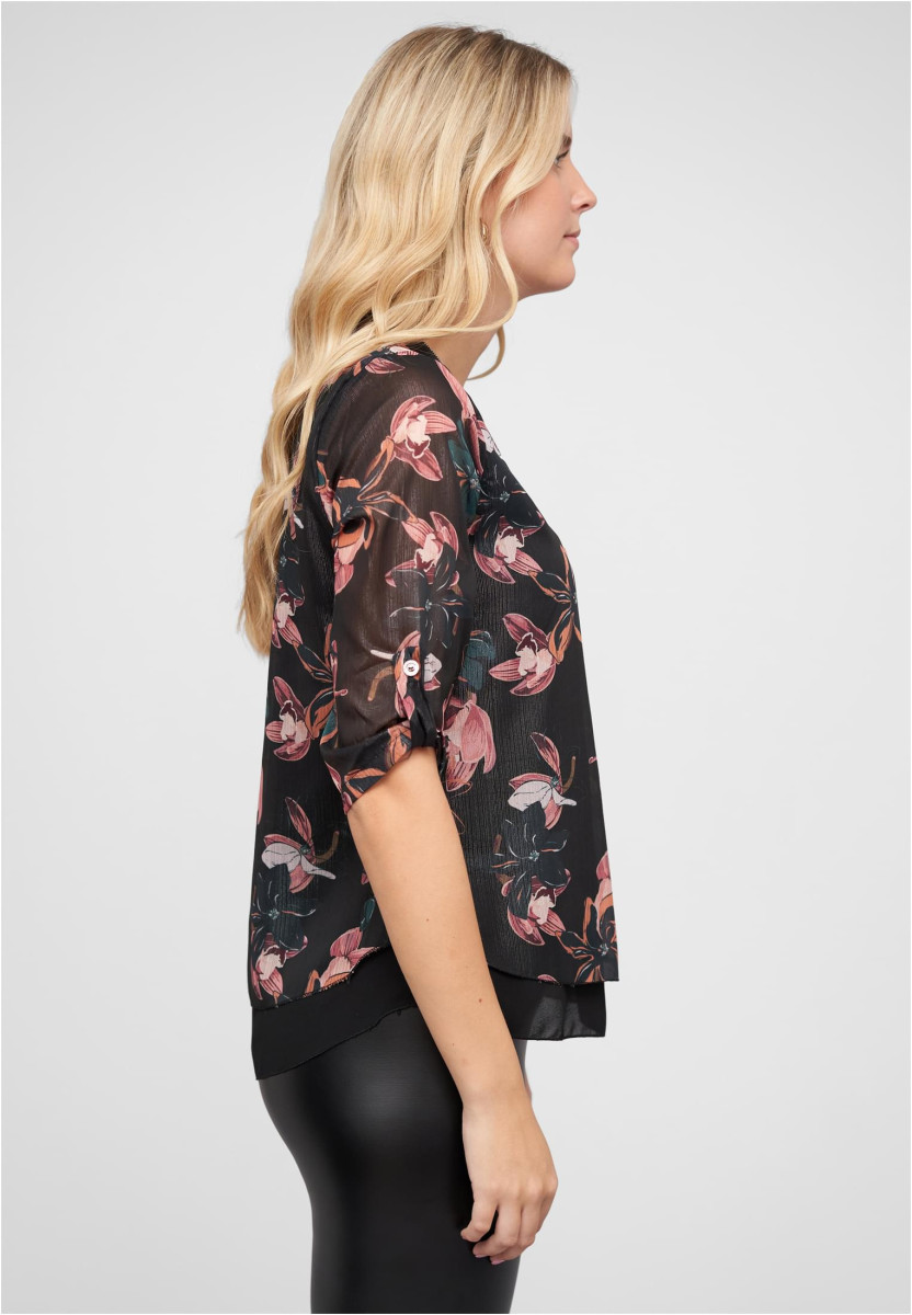 Chiffon Top mit Zipper und Flower Print