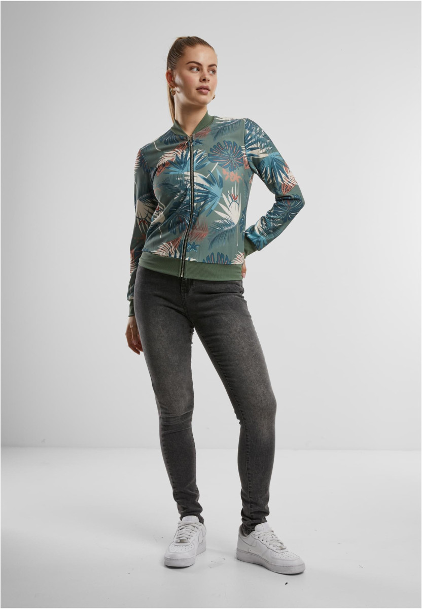 Cloud5ive Damen Blouson Bomberjacke mit Tropical Print