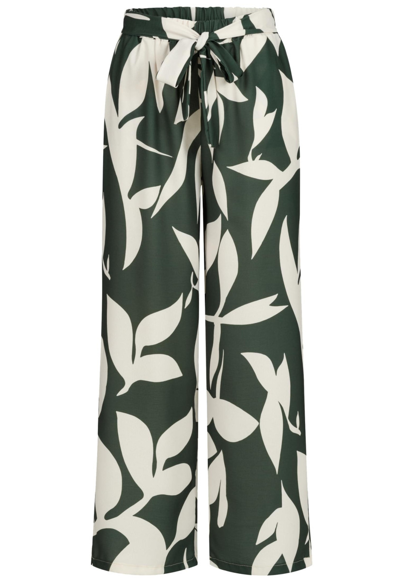 Pants with floral aop and tie belt
