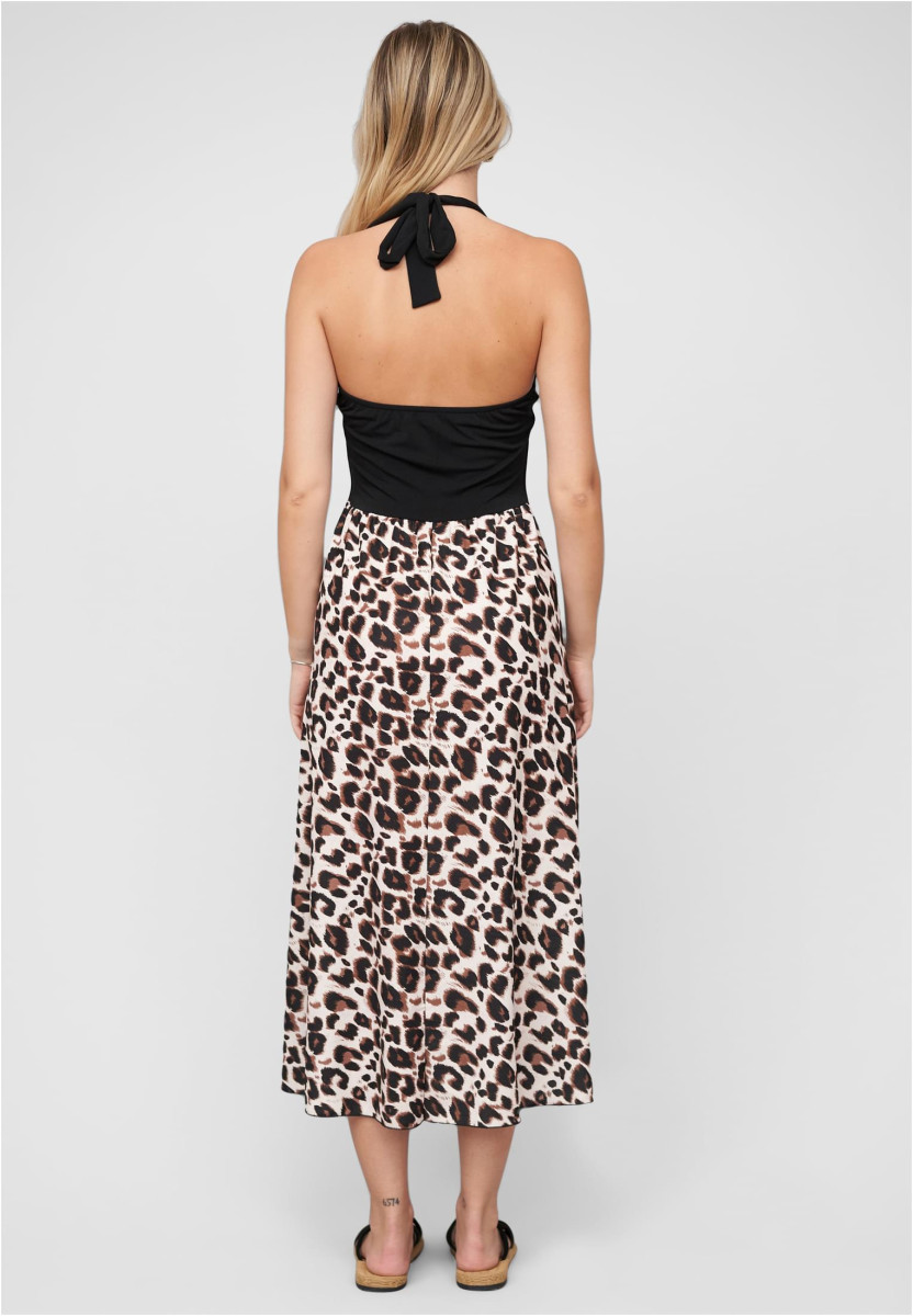 Maxi Neckholder-Dress with leo print