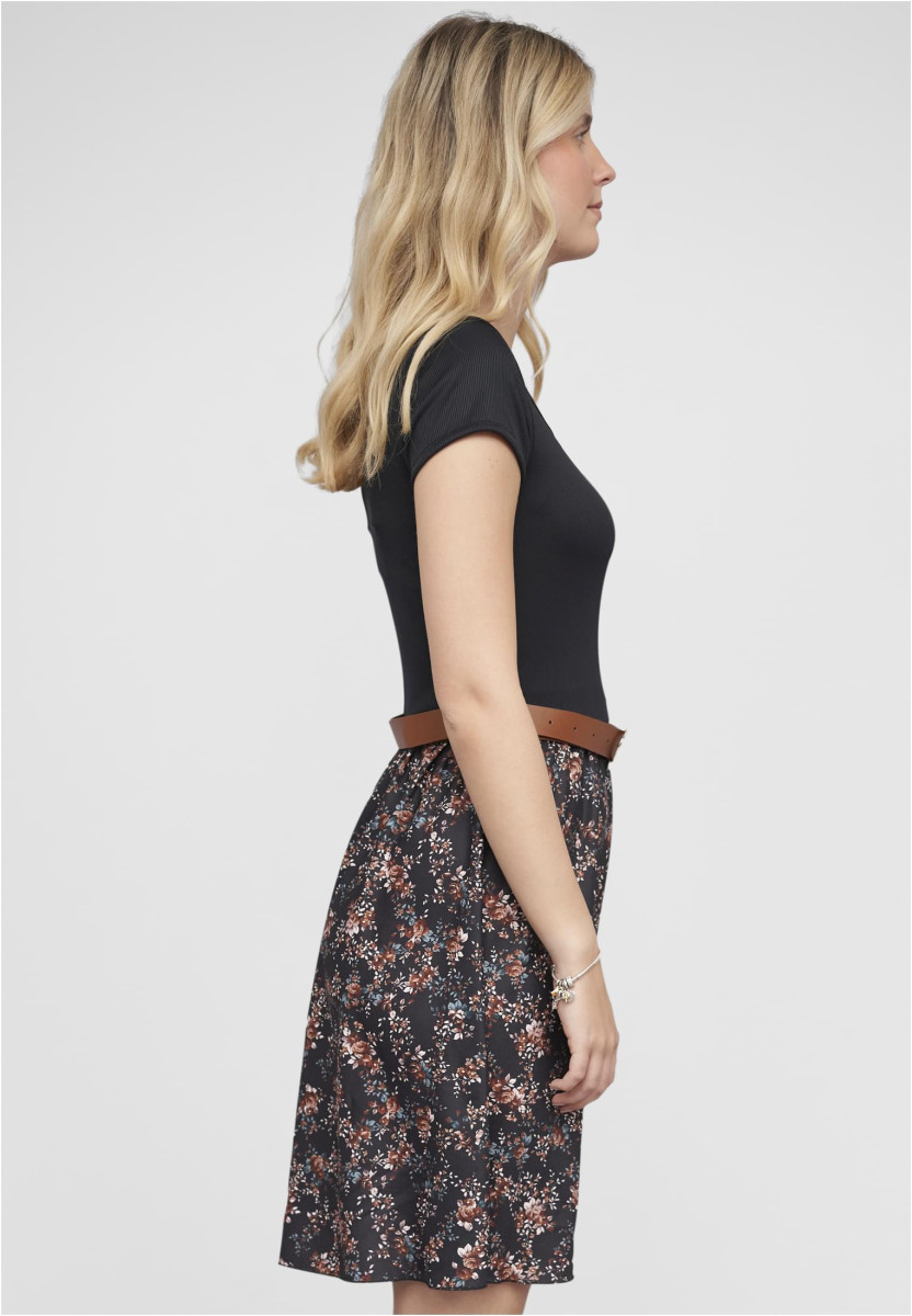 2-Tone Dress with Ditsy Print incl. a belt