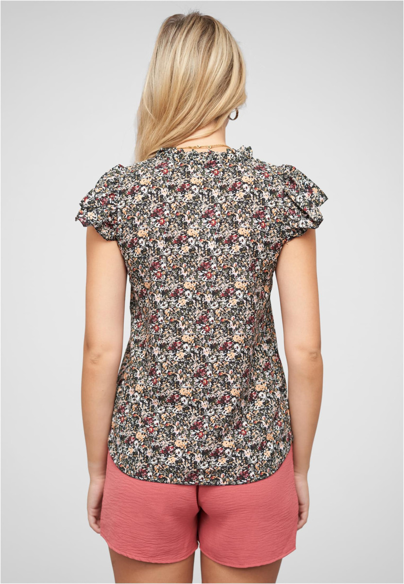 Bluse mit 4er Knopfleiste und Blumen Print