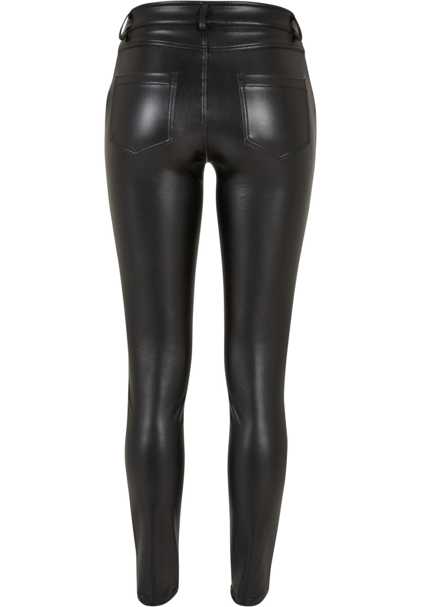 Ladies Mid Waist Synthetic Leather Pants