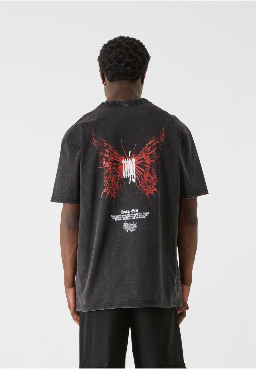 MJG Heavy Oversized Acid Washed Tee - Inferno Butterfly