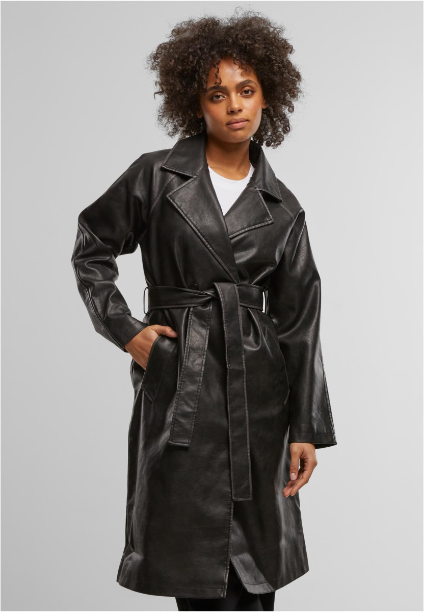 Ladies Vintage Leather Trenchcoat