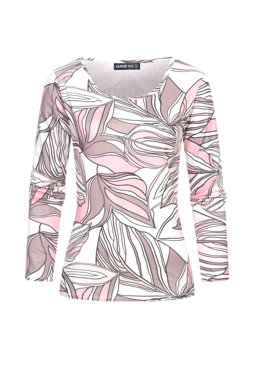 Langarm Top mit Bl?tter Print