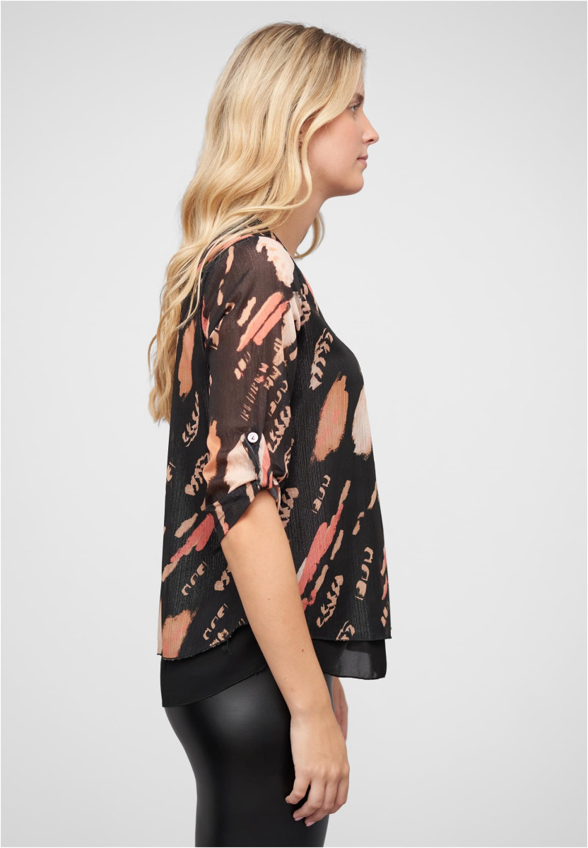 Chiffon Top mit Zipper und Print