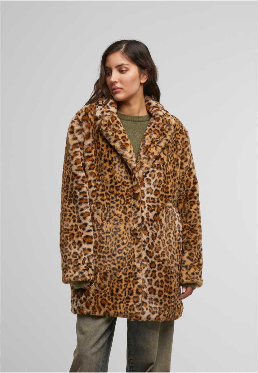 Ladies Oversized Faux Fur Leo Coat