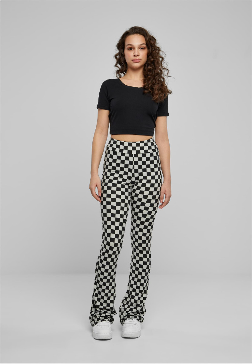 Ladies Checked Boot Cut Leggings