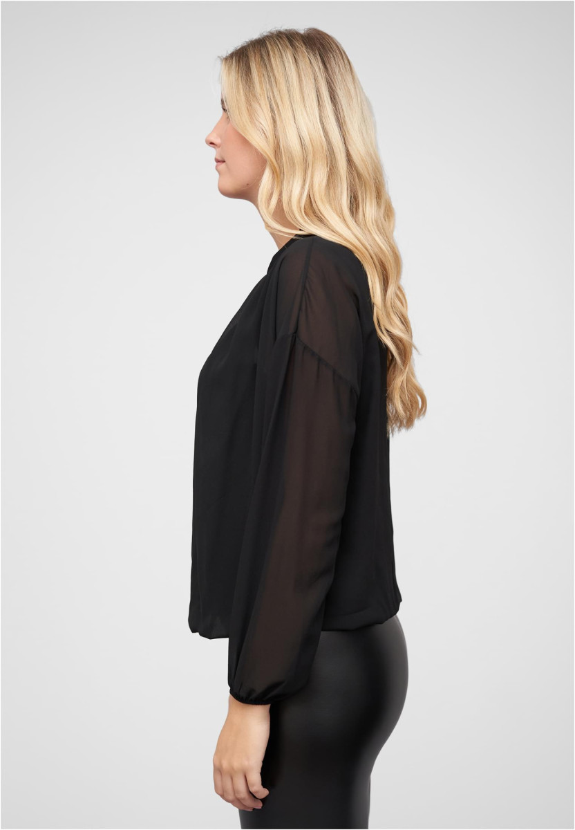 Chiffon Bluse mit Stehkragen und Bindedetail