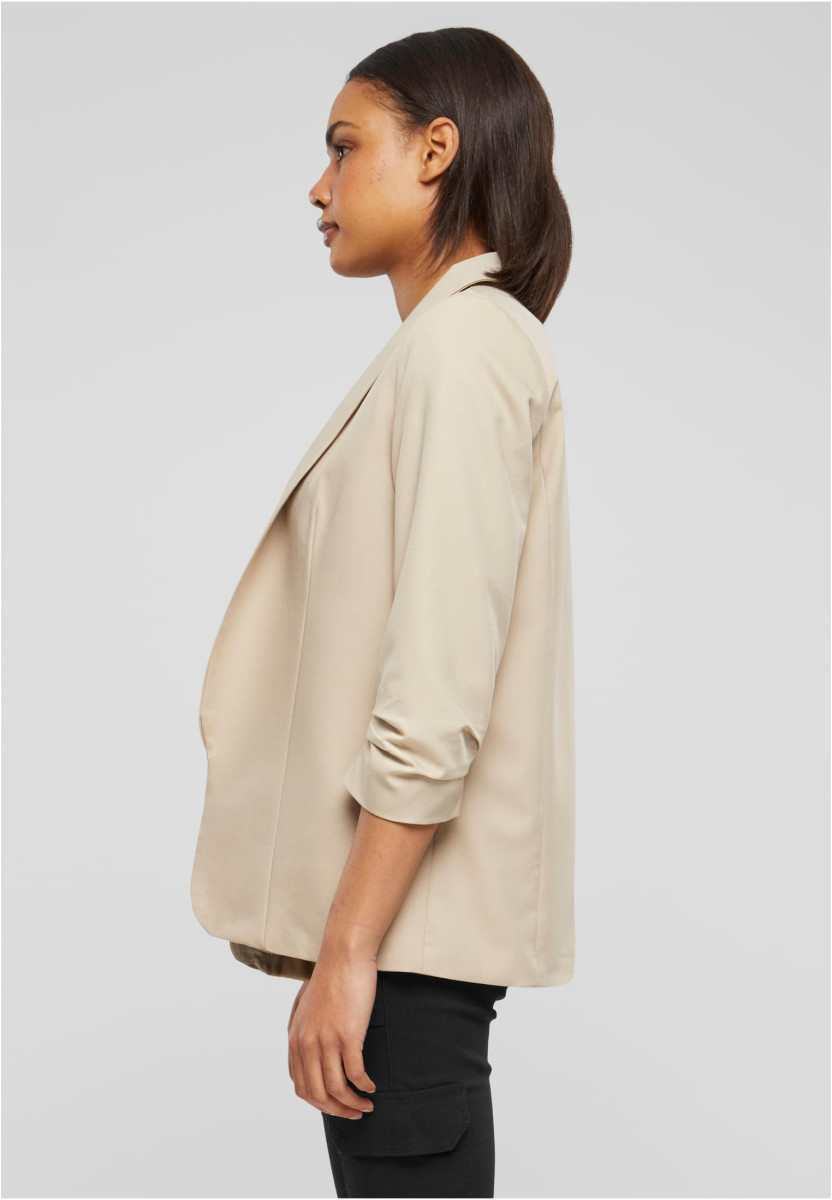 Cloud5ive Damen 3/4 Arm Blazer mit Raffung am ?rmel offener Schnitt