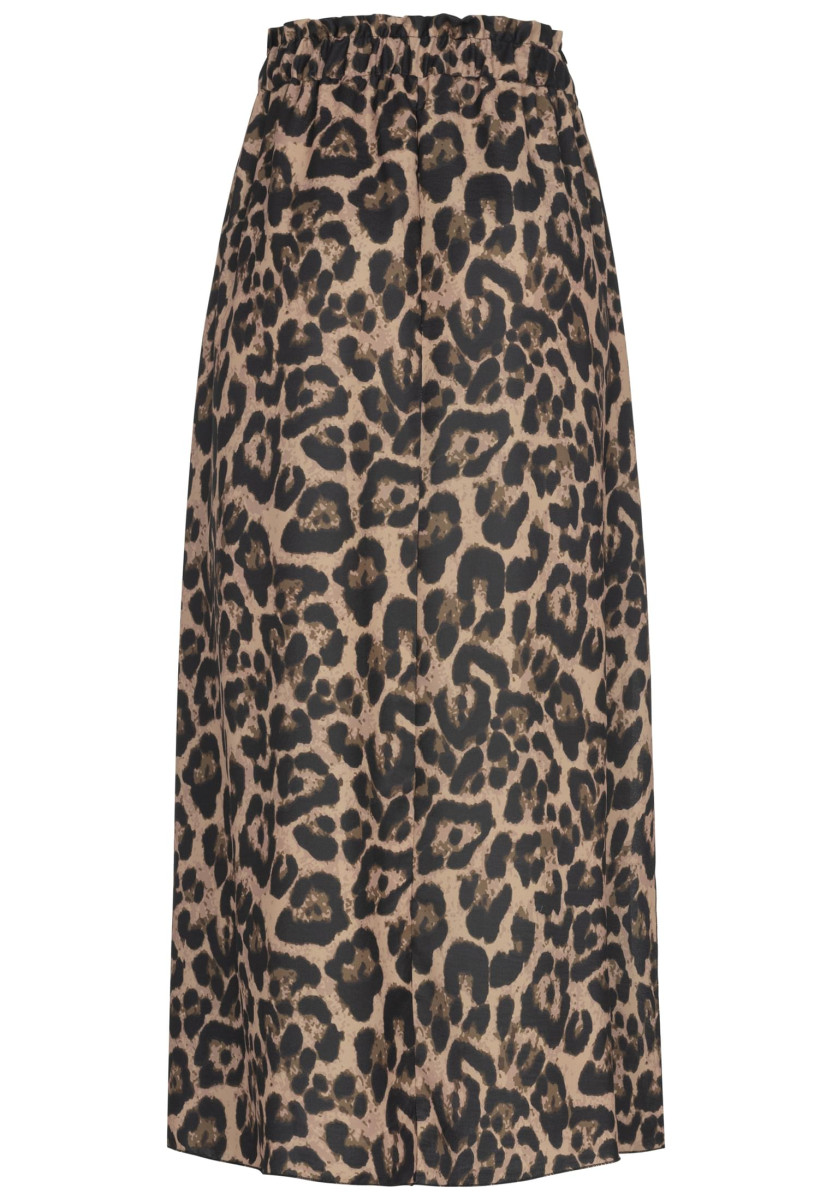 Maxi Skirt with side slit and leo print