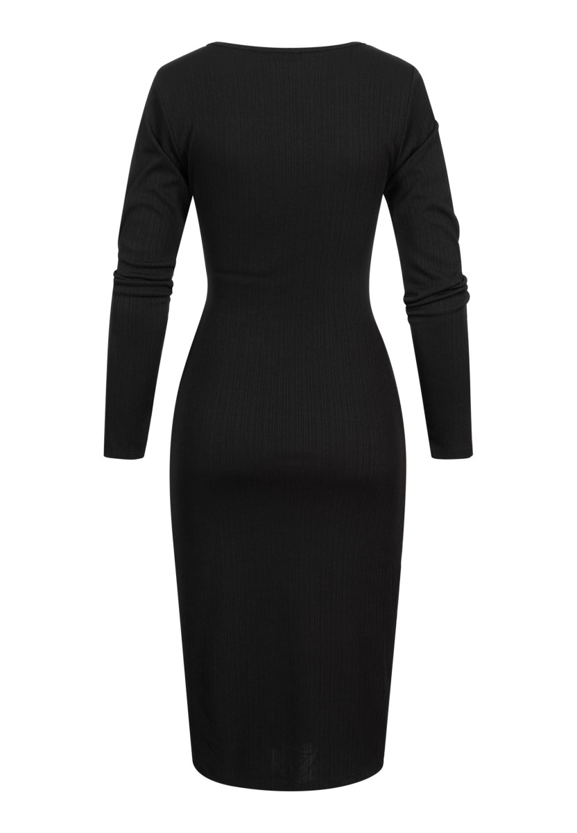 Longsleeve Dress with knot detail and side slit