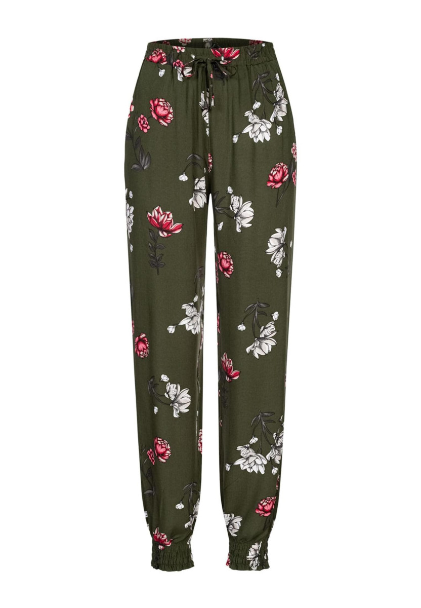 Viskose Hose mit B?ndchen 2-Pockets & Floraler Print