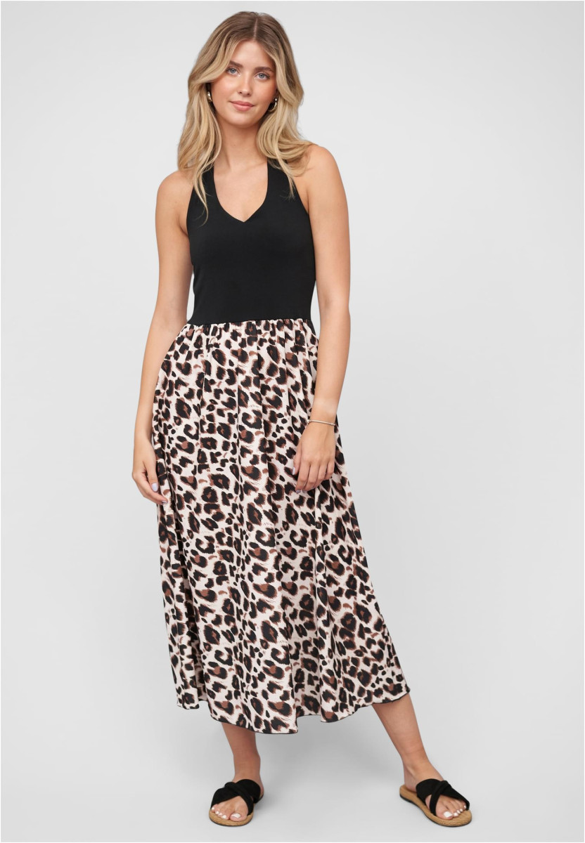 Maxi Neckholder-Dress with leo print