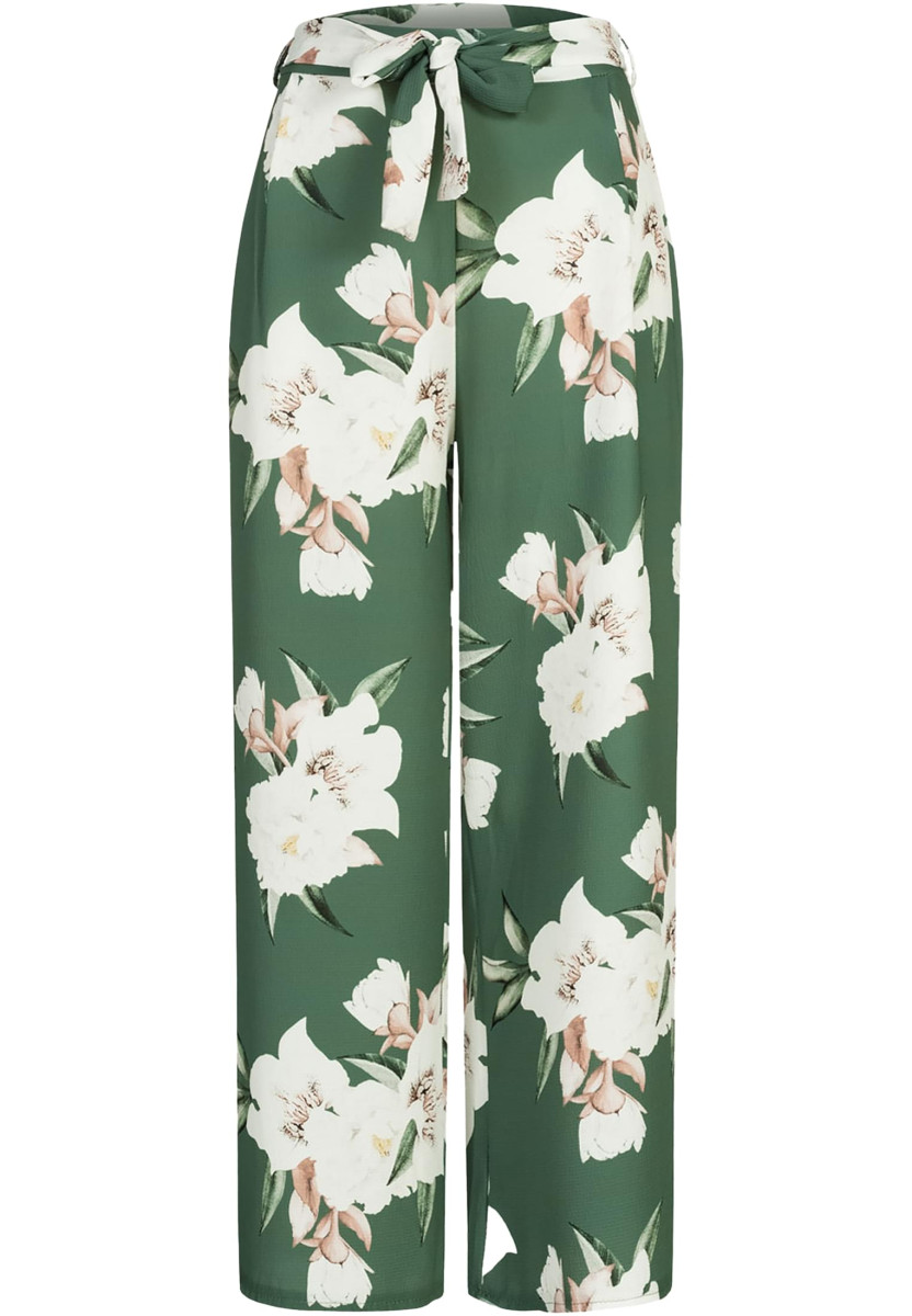 Sommerhose mit Bindeg?rtel und Blumen Print