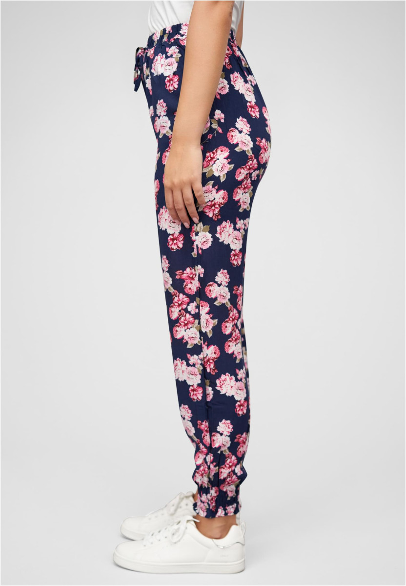 Viskose Hose mit B?ndchen 2-Pockets & Blumen Print