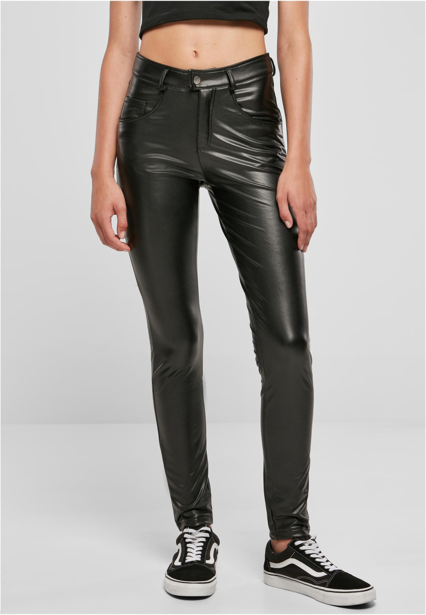 Ladies Mid Waist Synthetic Leather Pants